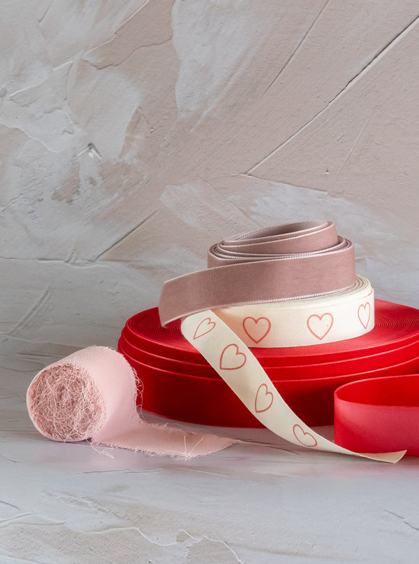 Dusty Rose, Nude Silk Chiffon Ribbon – Nettle + Silk