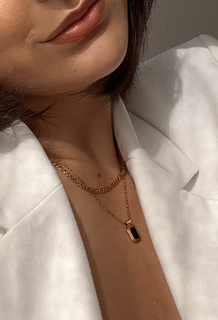 LV layered Chain Necklace / GOLD plated Waterproof Jewelry