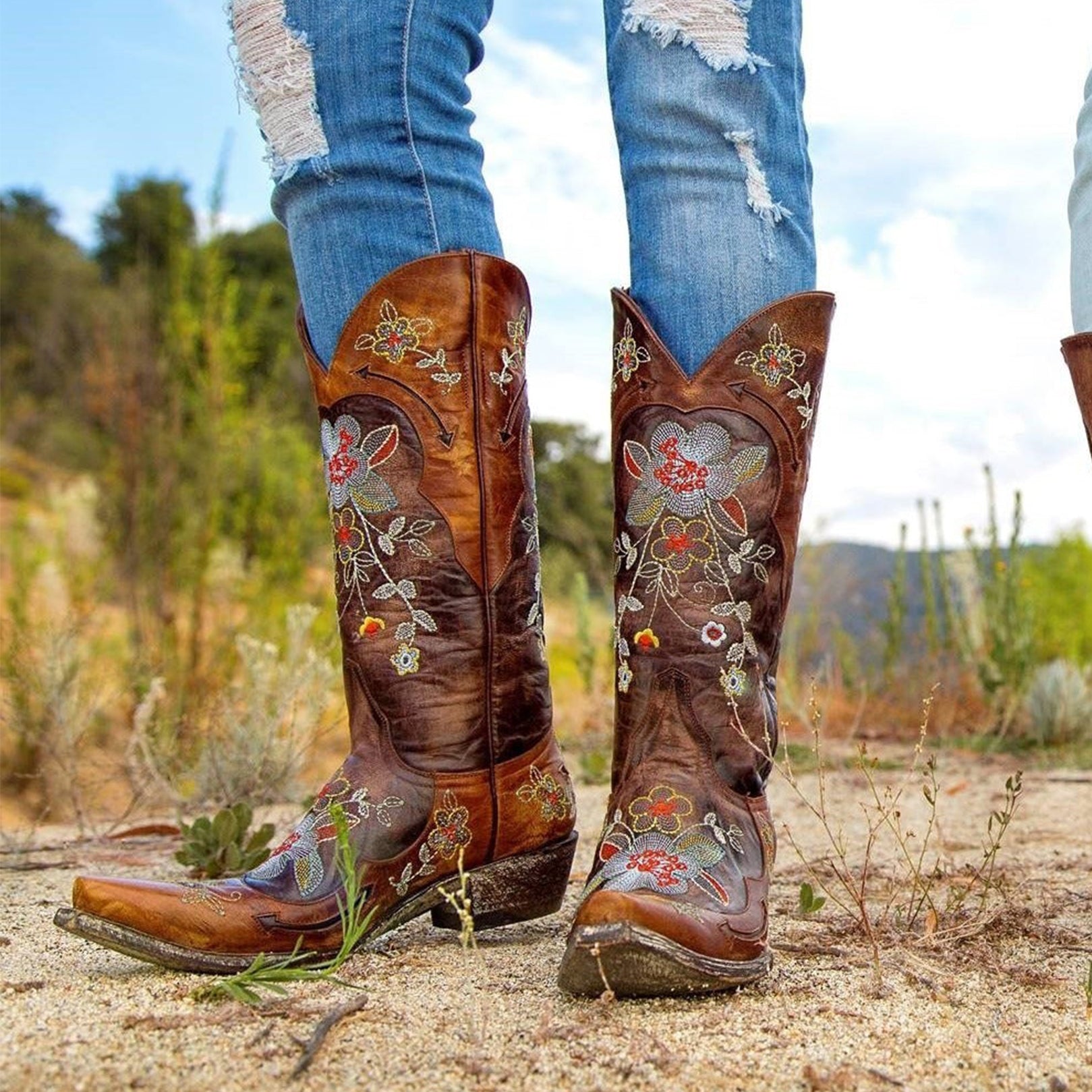 Women's Floral Embroidered Cowboy Boots | Bonnie by Old Gringo
