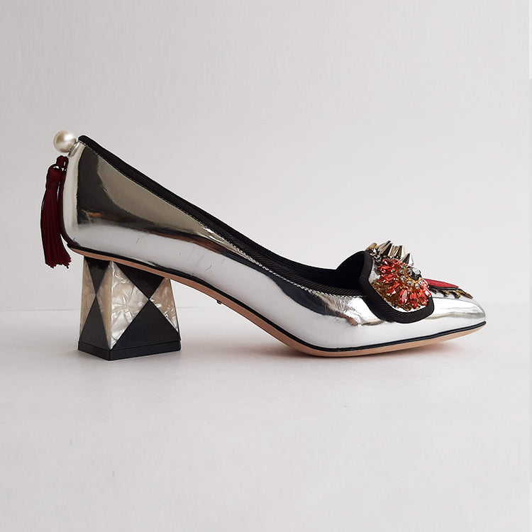 Dolce & Gabbana Silver Shoe with Heart and Embellishments Sz  ( –  Cris Consignment