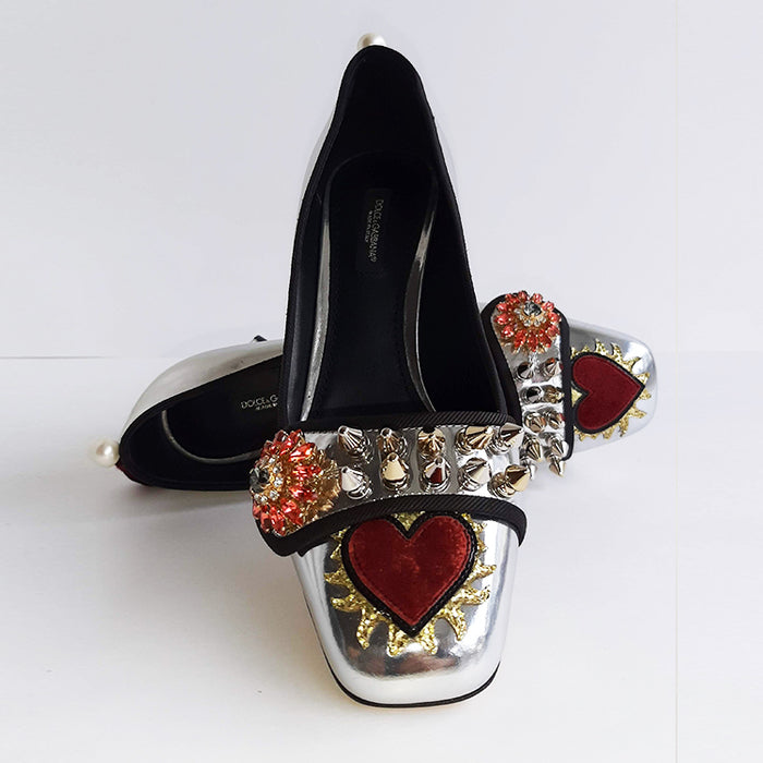 Dolce & Gabbana Silver Shoe with Heart and Embellishments Sz  ( –  Cris Consignment