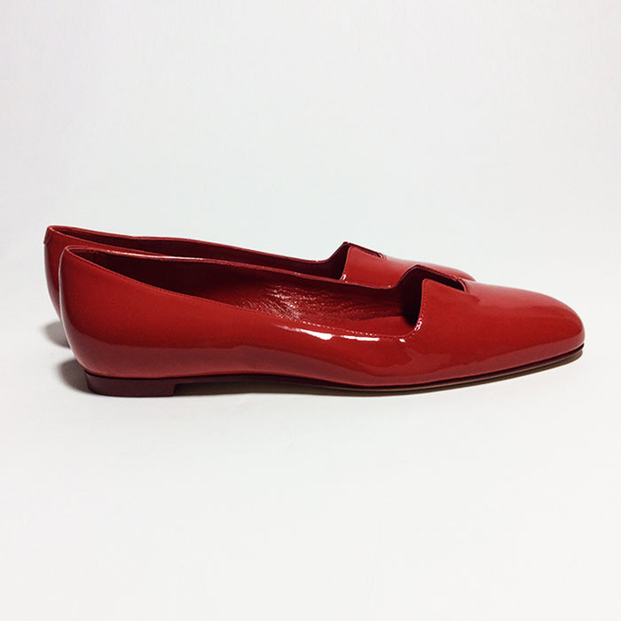 red patent leather flats