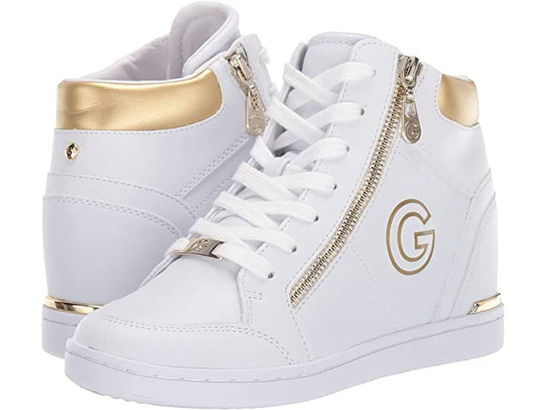 tenis guess blancos con dorado