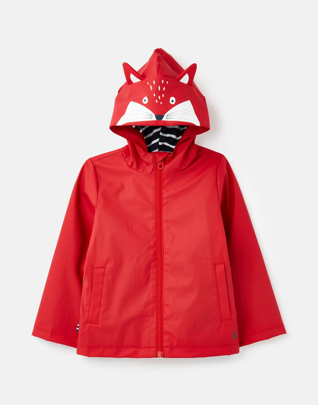 red raincoat with hood