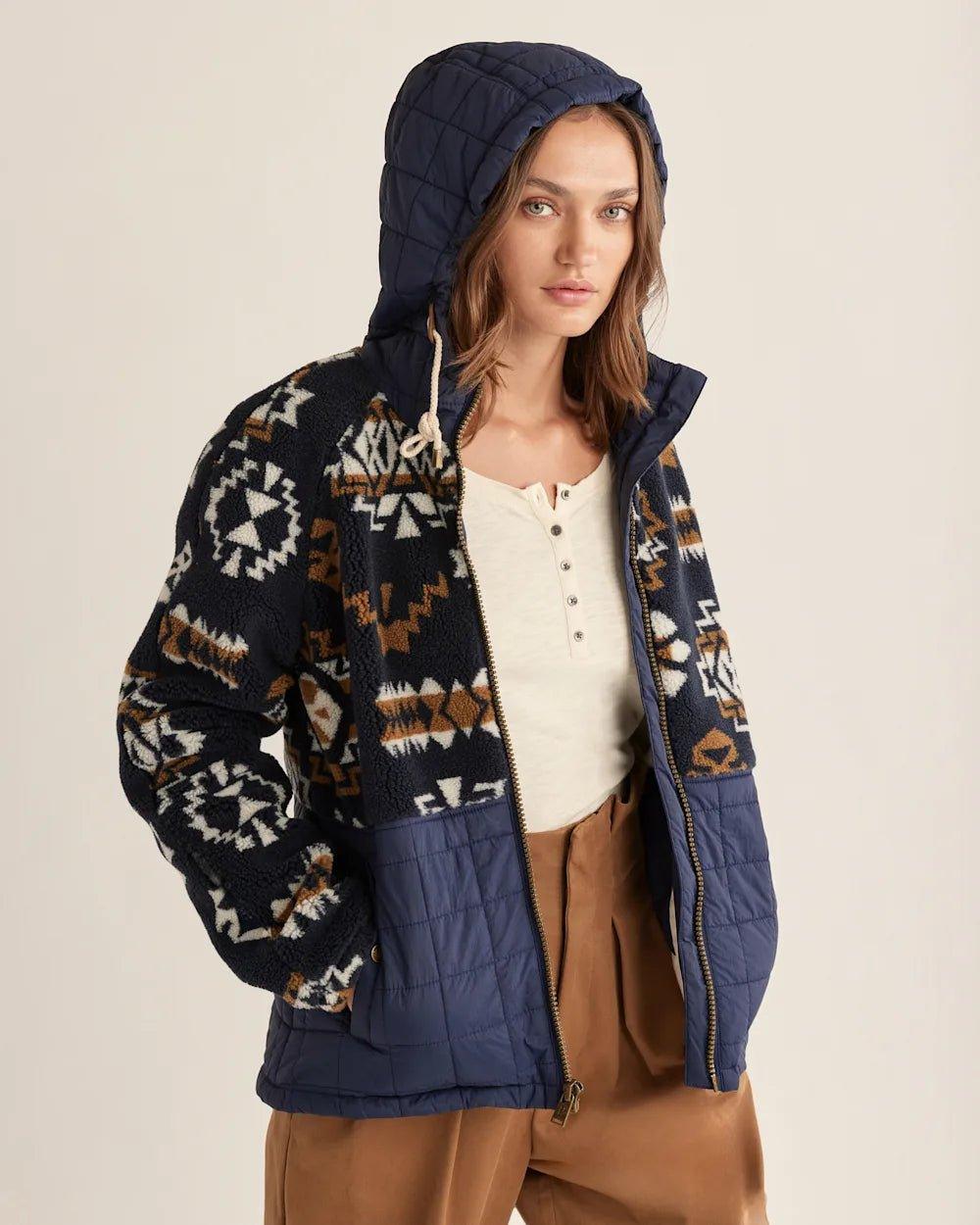 Fleece Hooded Jacket in Highland Ridge Tansy Design