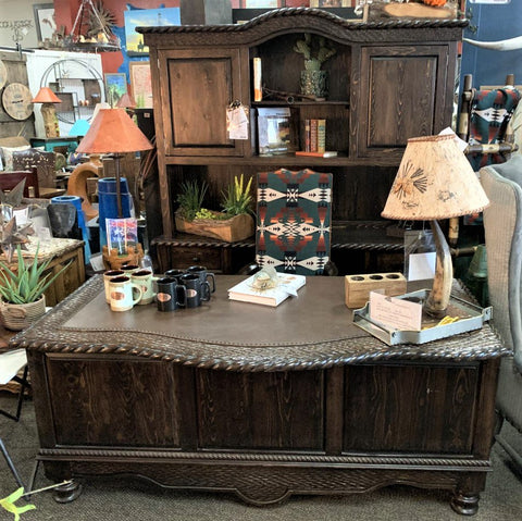 Western Rustic Executive Desk, Credenza and Hutch - Your Western Decor