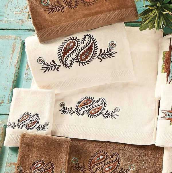 Neutral brown and cream paisley print kitchen towels – JaBella Designs