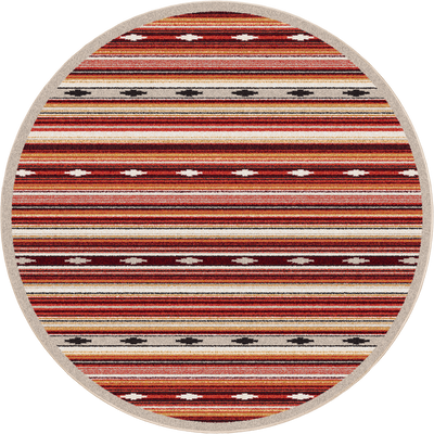 Remington Multi Red Stripe Round Area Rug made in the USA - Your Western Decor