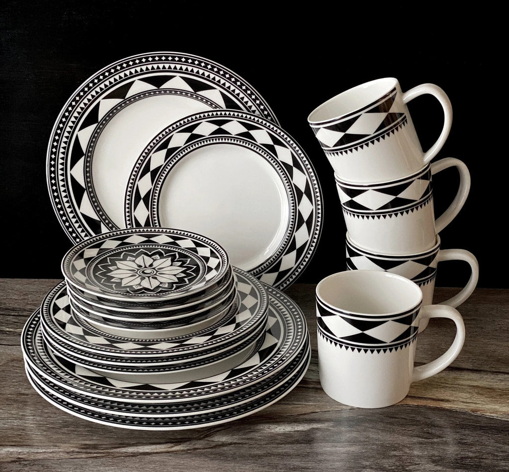 Black Burst Bone China Dinnerware  Black and White Dishes – Your Western  Decor