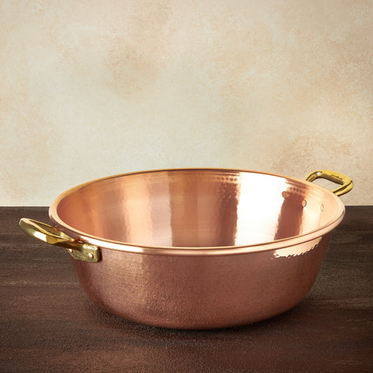 Vintage Copper Mixing Bowl Ribbed Exterior Round Bottom Zabaglione