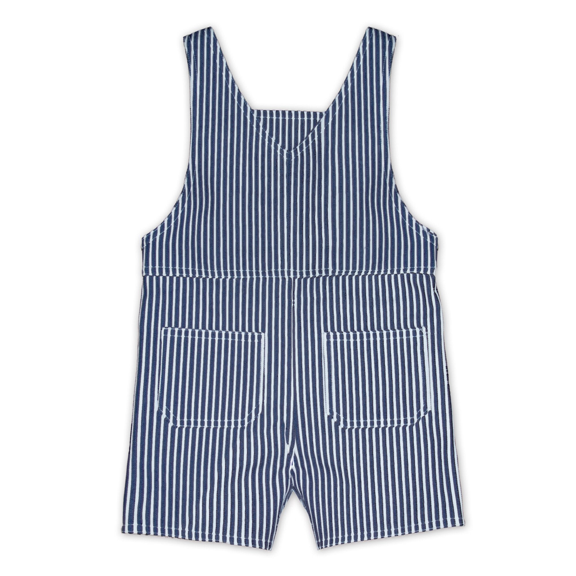 NAVY AND WHITE STRIPE DENIM OVERALLS | Cou Cou Baby