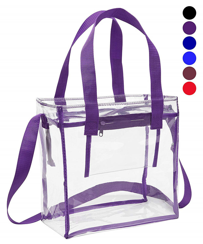 Deluxe Clear 12 x 12 x 6 Cross-Body Stadium Tote Bag with Zipper ...