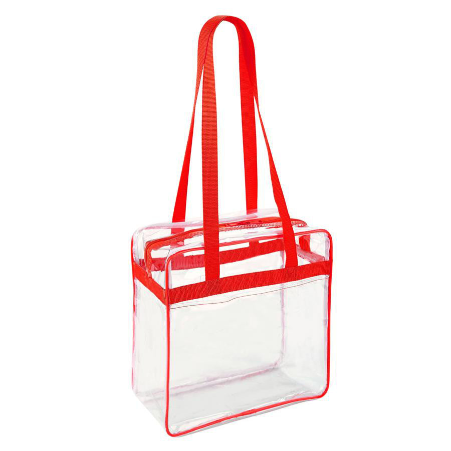 Clear 12 x 12 x 6 Tote Bag Red – Clear-Handbags.com