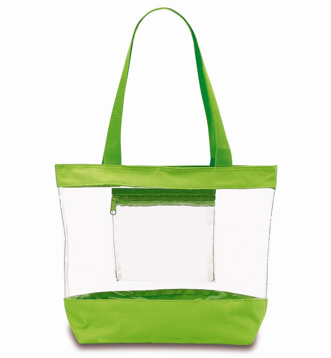 Clear Zipper Tote Bag Green – Clear-Handbags.com