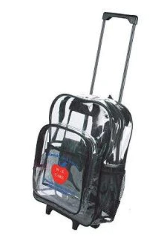 clear backpack with wheels