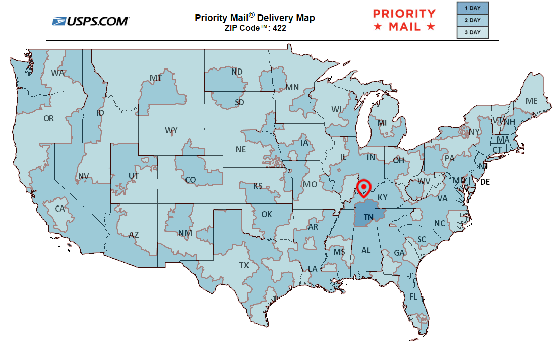 Priority Mail Map