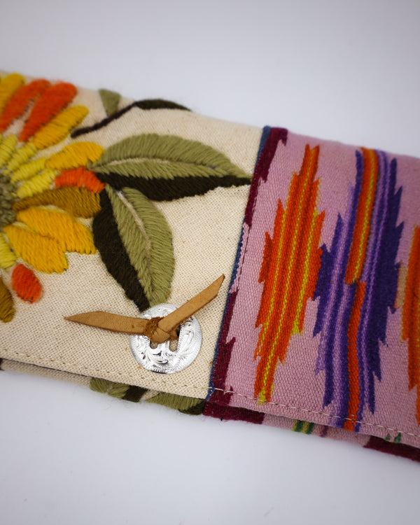 TOTEM YELLOW FLOWER SILVER CONCHO CLUTCH