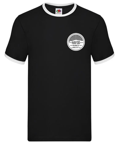 Hafod Ringer Style Tshirt Black with contrast collar and short sleeve cuff
