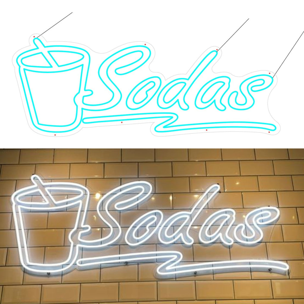 Soda sign for a icecream parlour or cafe in LED light to look like a neon sign