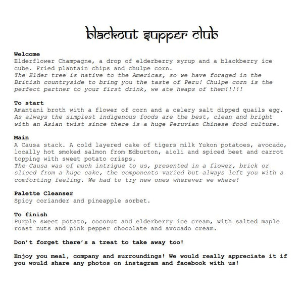 supper club menu