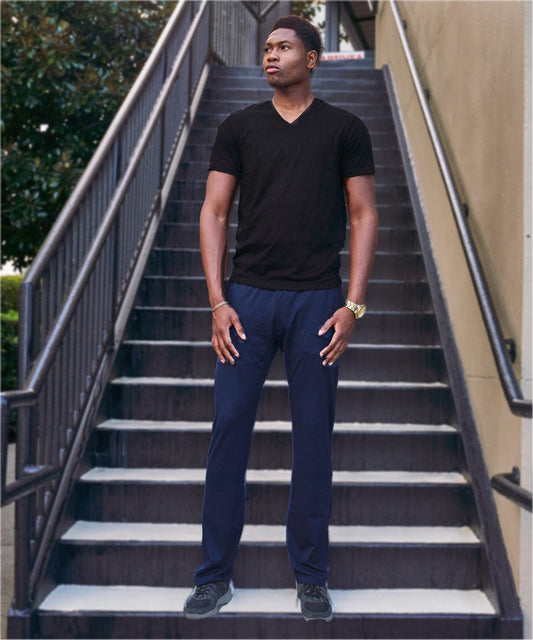 Tall Men's Poly Track Pant, Zip Bottom - BLACK and NAVY - FINAL SALE /