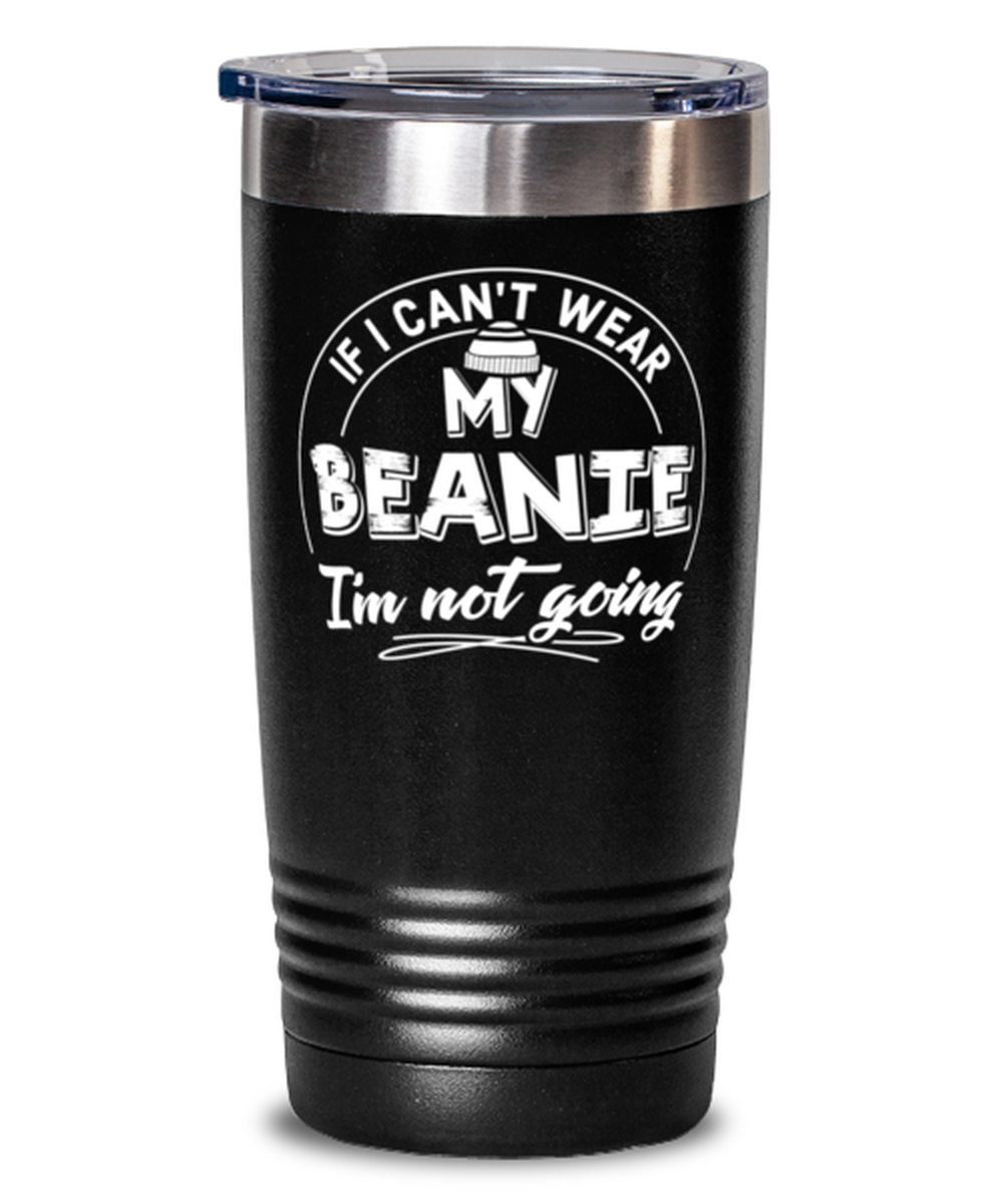 Funny Gift for Beanie Hat Lovers - Cute Beanie Tumbler Mug 20oz Black Stainless Steel With Lid Prese