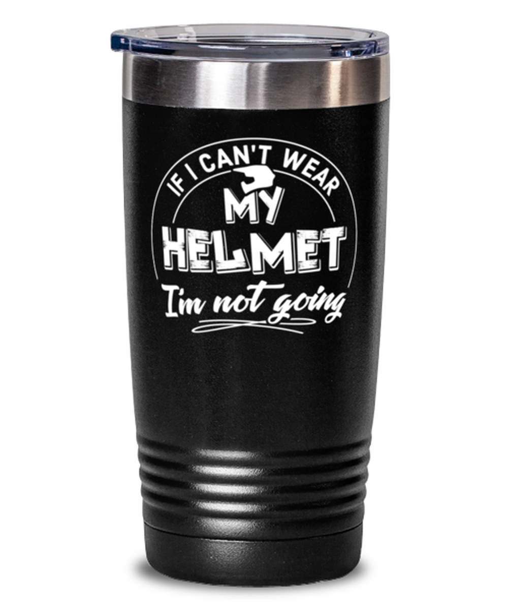 Funny Gift for Helmet Hat Lovers - Cute Helmet Tumbler Mug 20oz Black Stainless Steel With Lid Prese