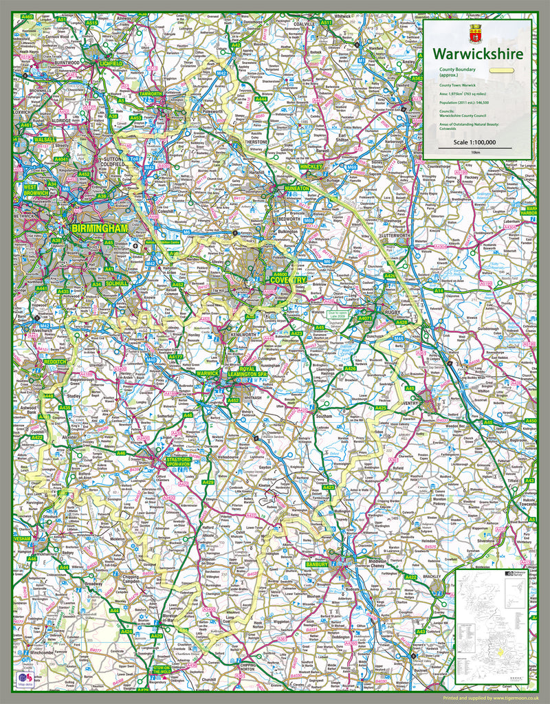 Map Of Warwickshire County Warwickshire County Map – Tiger Moon