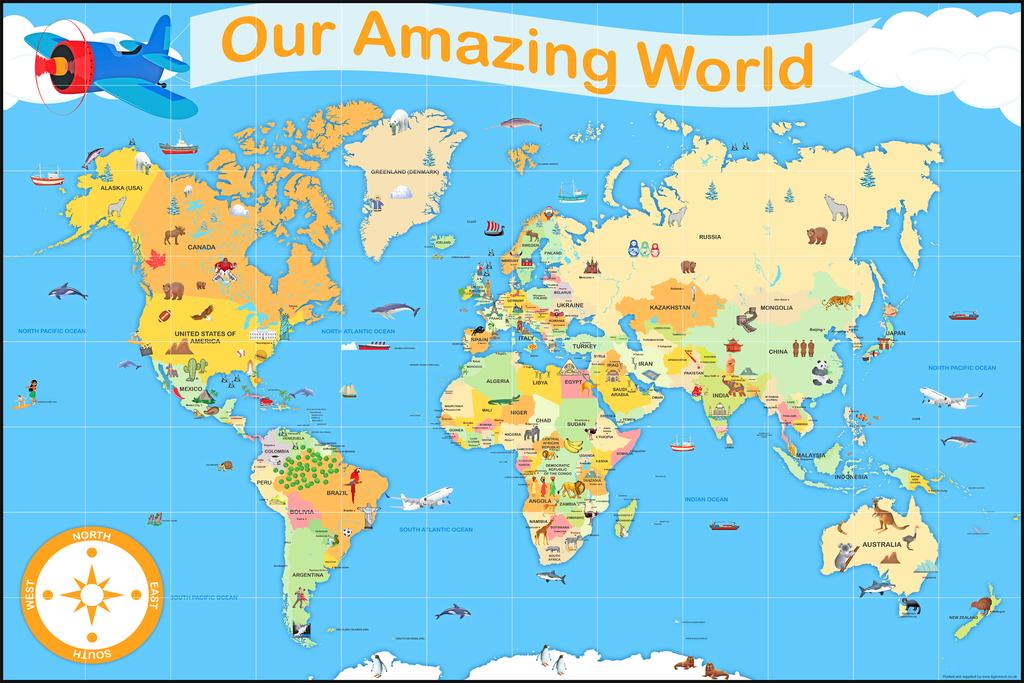 Our Amazing World Vinyl Map Size with 15 cm grid (Suitable for use by ...