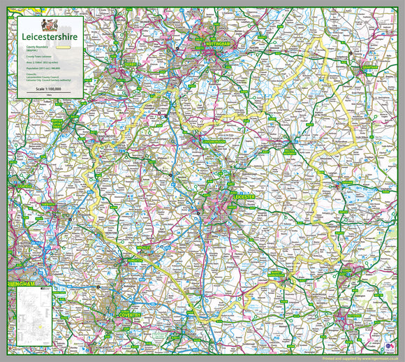 Leicestershire County Map – Tiger Moon