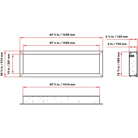 Cascade 64” Electric Fireplace Specifications Sheet