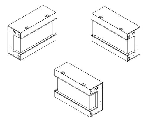 This corner fireplace can open left or open right or can have 3 sides open.