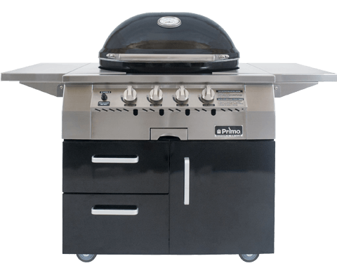 Primo Ceramic Grills: Primo All-In-One Oval G 420 Ceramic Gas Grill PGGXLC (Cart-Mounted) | Flame Authority - Trusted Dealer