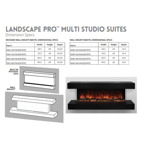 Modern Flames Landscape Pro Multi 80" 3-Sided Electric Fireplace LPM-8016