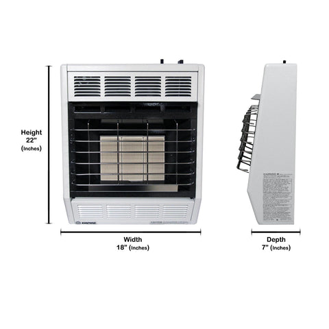 EMPIRE Recessed-Mount Gas Wall Heater: 50,000 BtuH Heating Capacity Input,  Standing Pilot, Match Lit