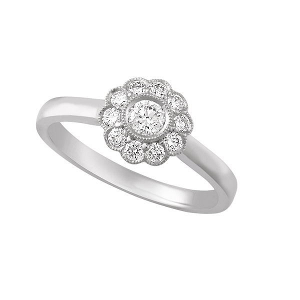 18ct Gold Bezel Set Flower Ring – Purdeys Jewellers