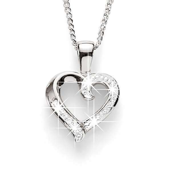 Sterling Silver Diamond Set Heart Pendant