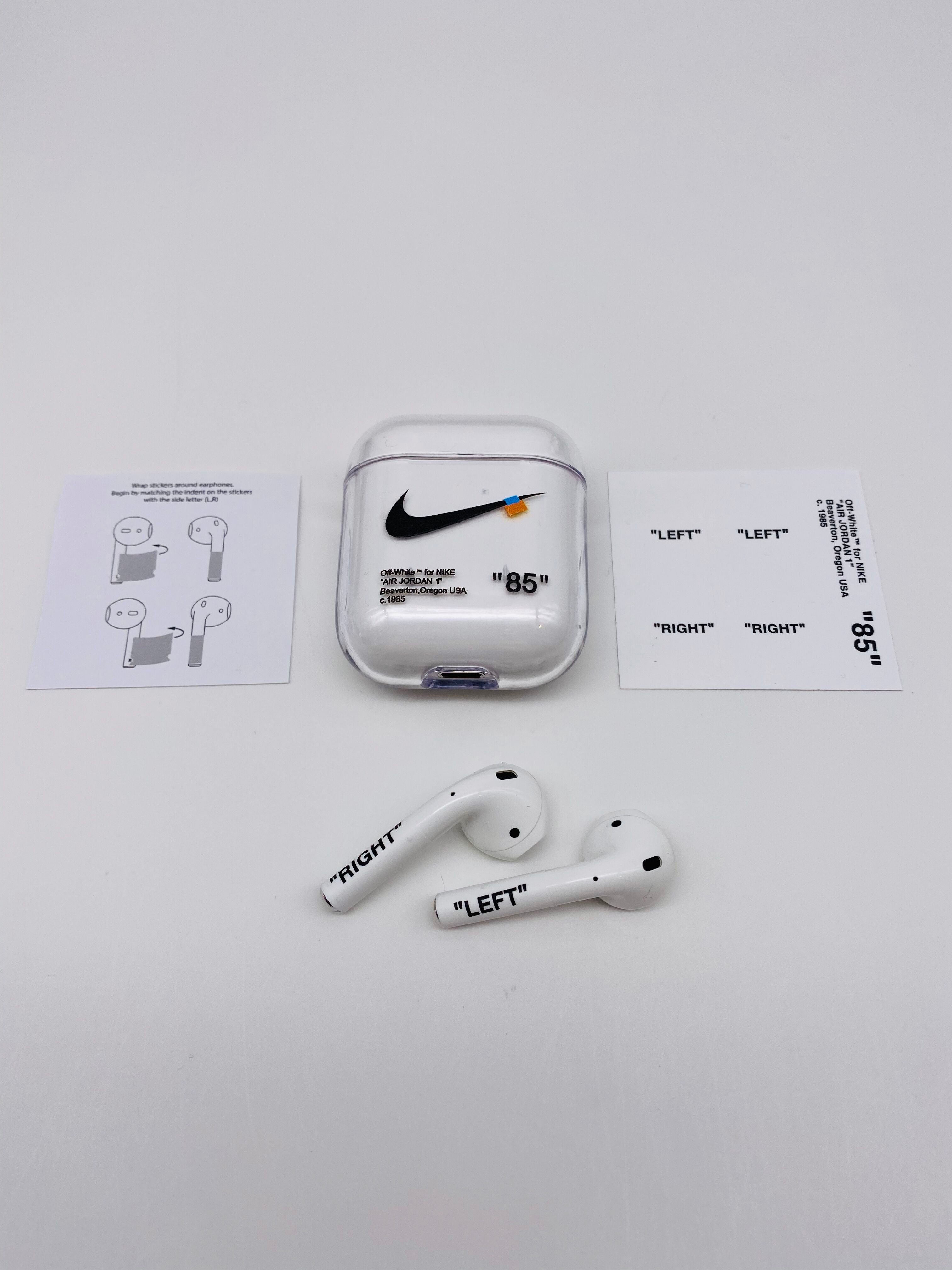 off white airpod case with keychain