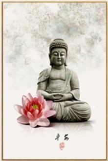Tableau Japonais Bouddha Lotus Rose Ugoshi