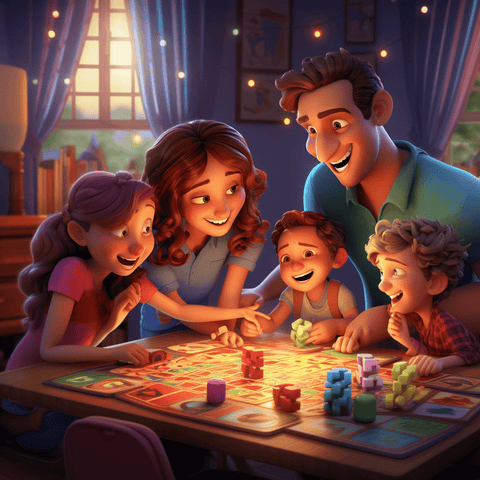 Famille jouant à un jeu de société ensemble
