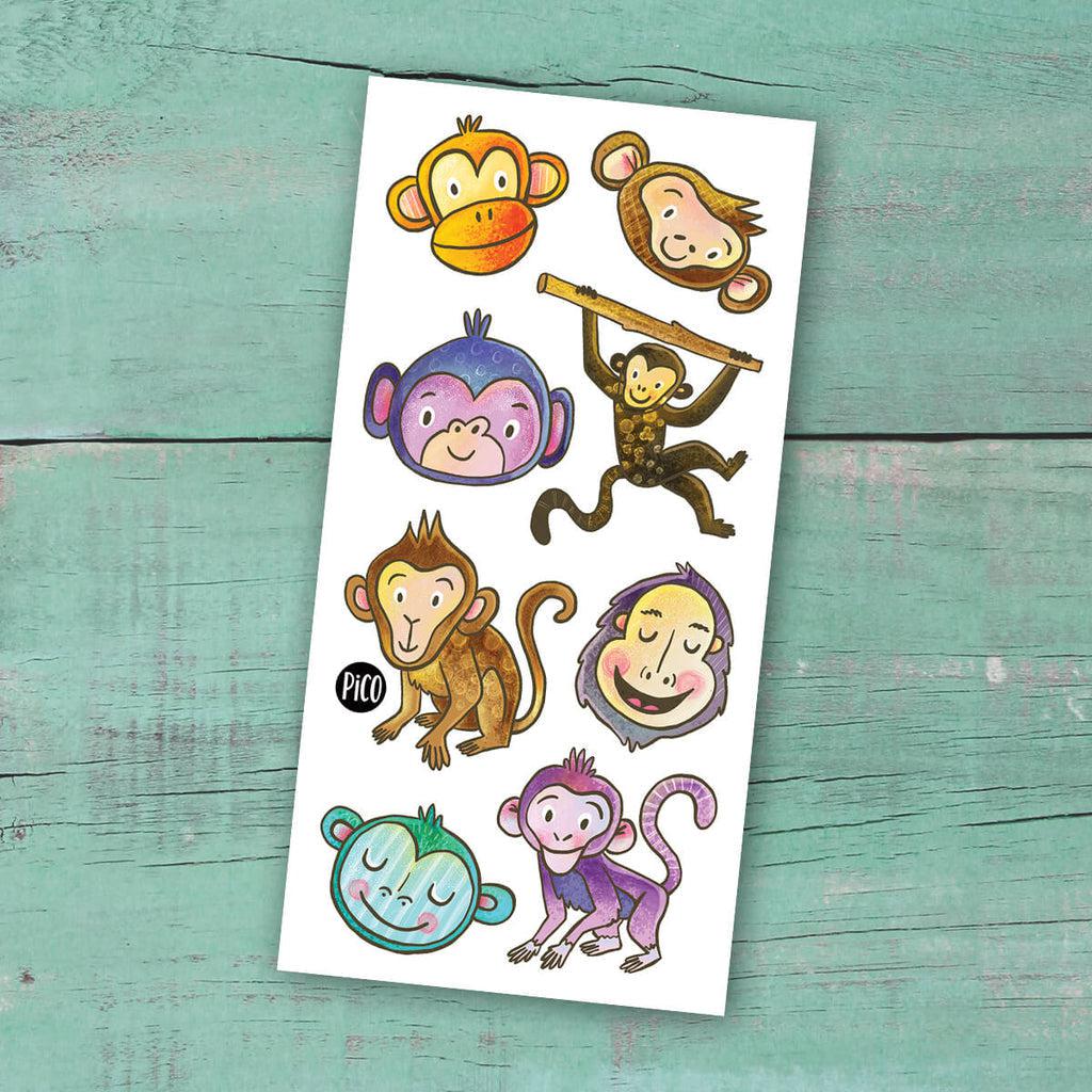Tatouages temporaires pour enfants - Les singes amusants-Pico tatoo-Boutique Béluga