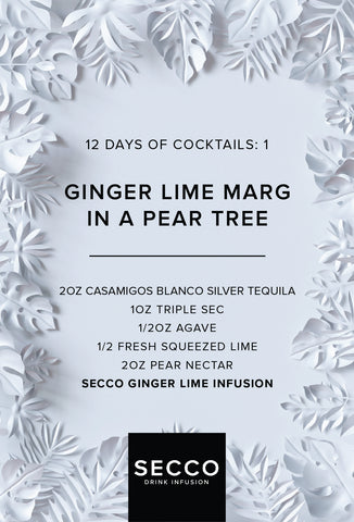 Ginger Lime Marg In A Pear Tree drink recipe. The best Christmas cocktail recipes.