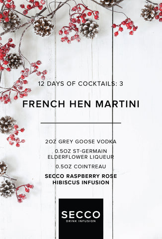 The French Hen Martini drink recipe. The best Christmas cocktail recipes.