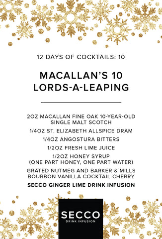 Macallan's 10 Lords-A-Leaping drink recipe. The best Christmas cocktail recipes.