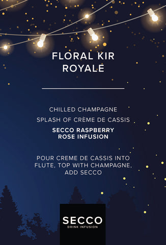 Floral Kir Royale drink recipe. The best Hanukkah drink recipes.