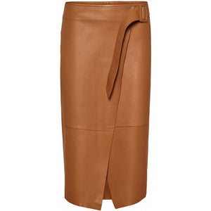 brown leather skirt uk