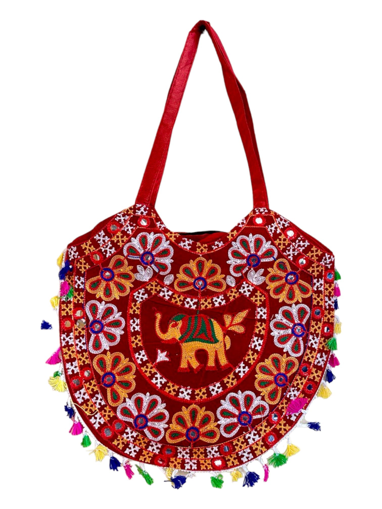 Women's Handicraft Silk Rajasthani Hand Bag , Red - Ritzie