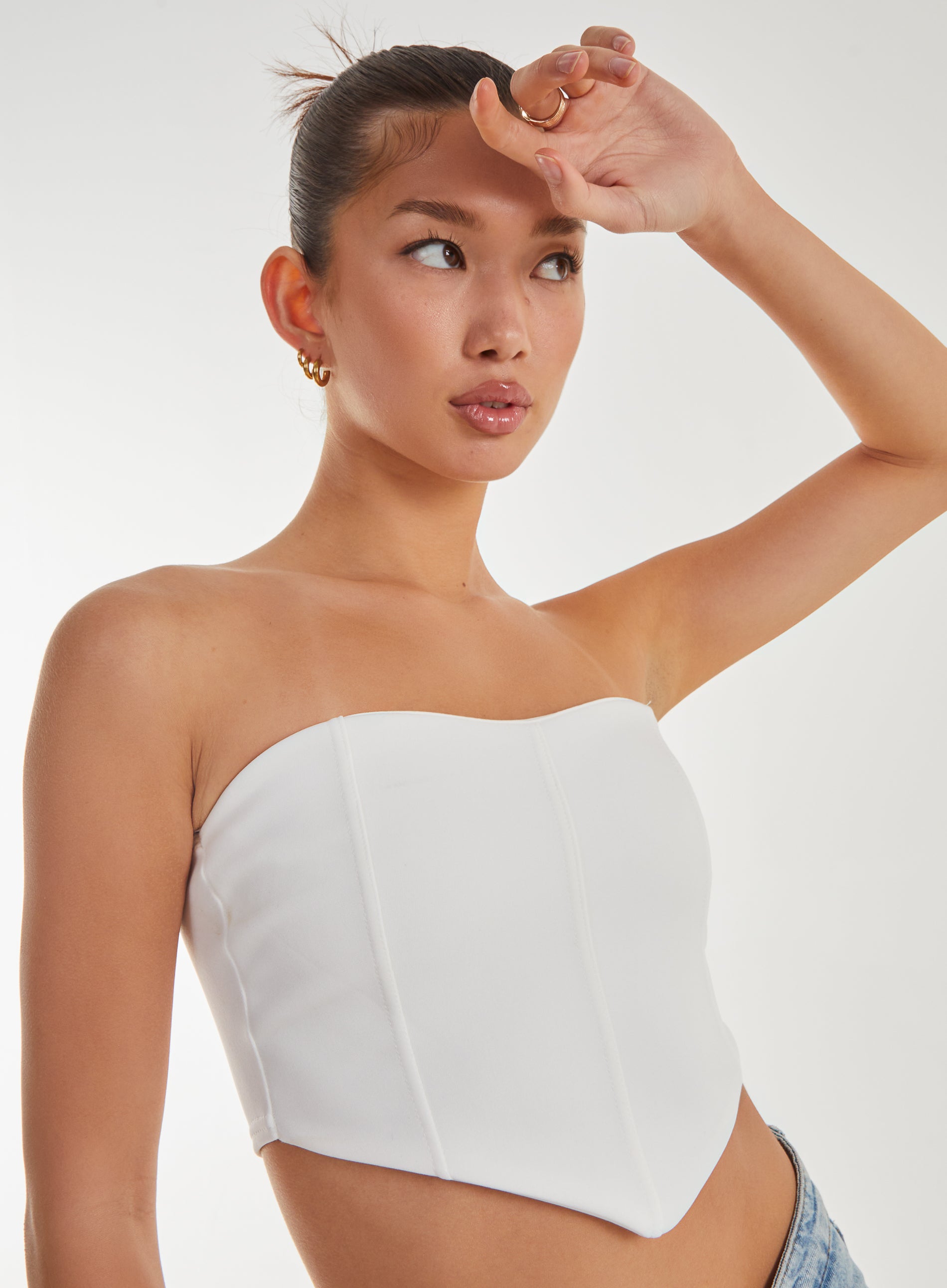 Seam Detail Corset Crop Top  - 14  - IVORY product