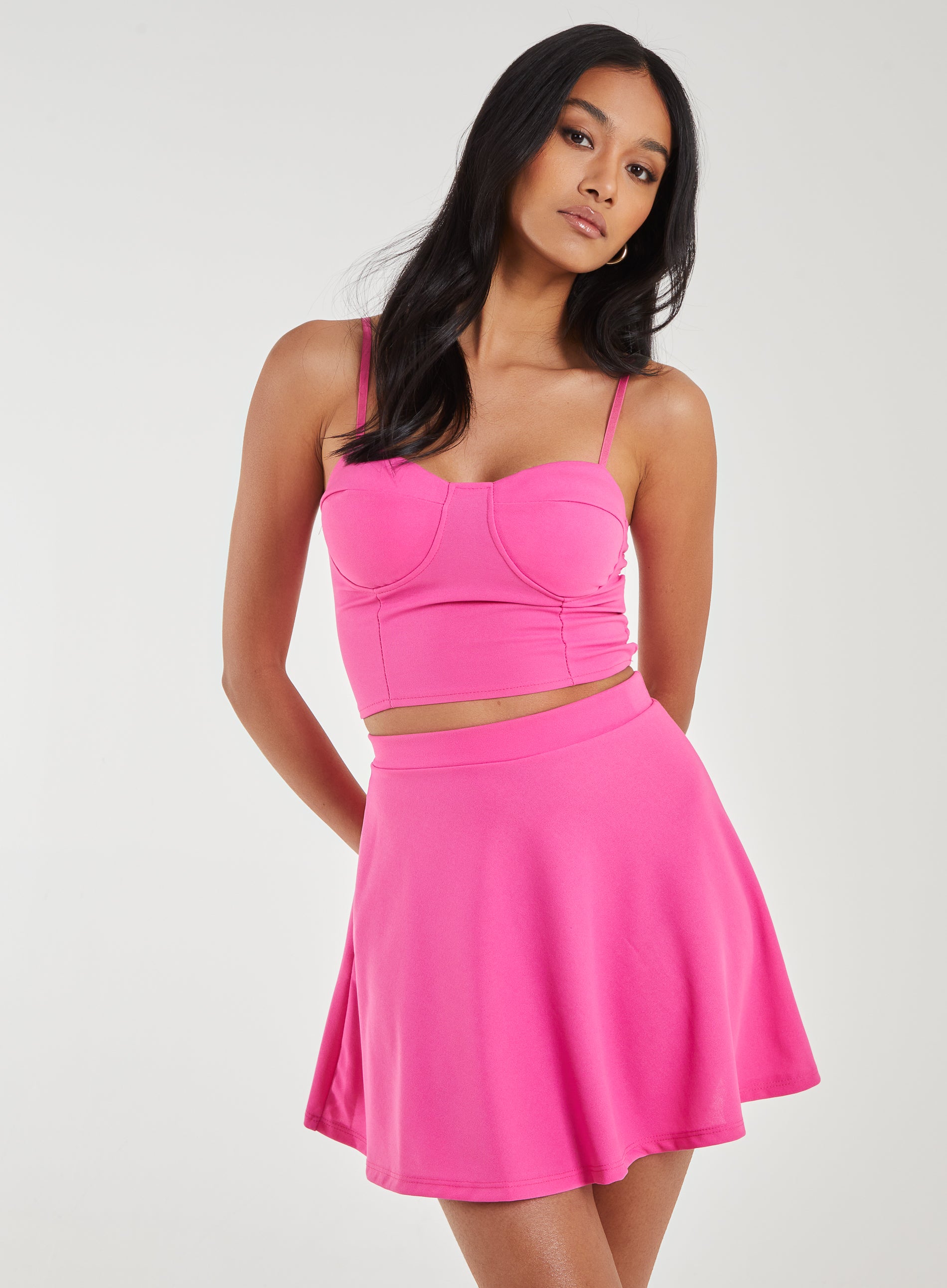 Basic Bustier Cropped Top  - L  - Hot Pink