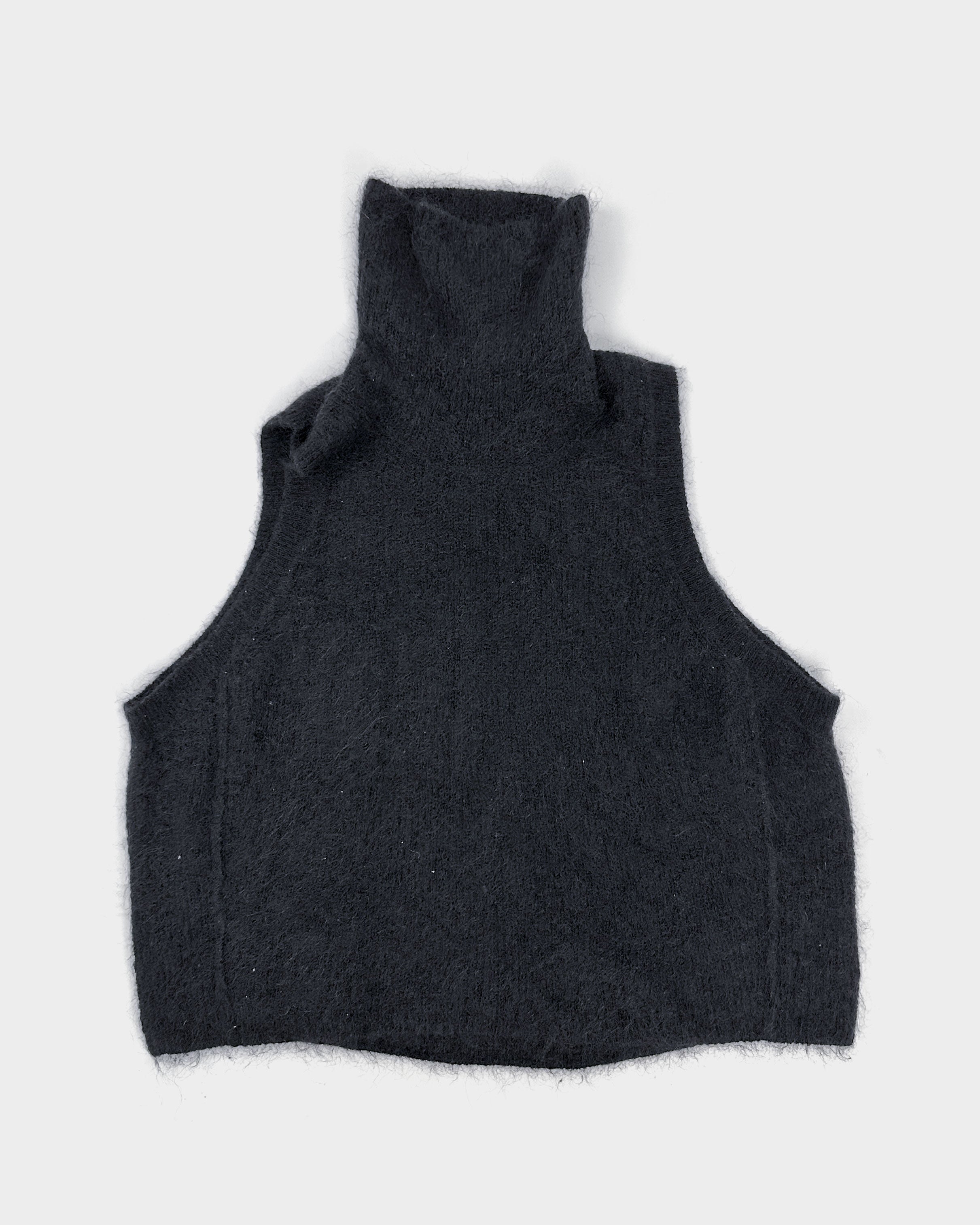 Image of Isabel Benenato Mohair Black Long Neck Vest 2021